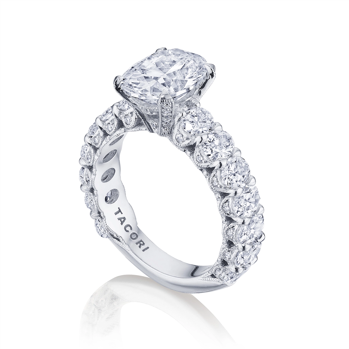 Tacori Engagement Rings in White Gold containing Diamond HT 2665 OV 12X8.5 W