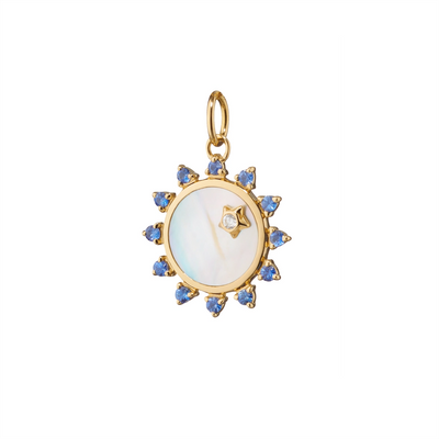 csv_image Monica Rich Kosann Pendant in Yellow Gold containing Mother of pearl, Multi-gemstone, Diamond, Sapphire CH-SUNSAPH-YG