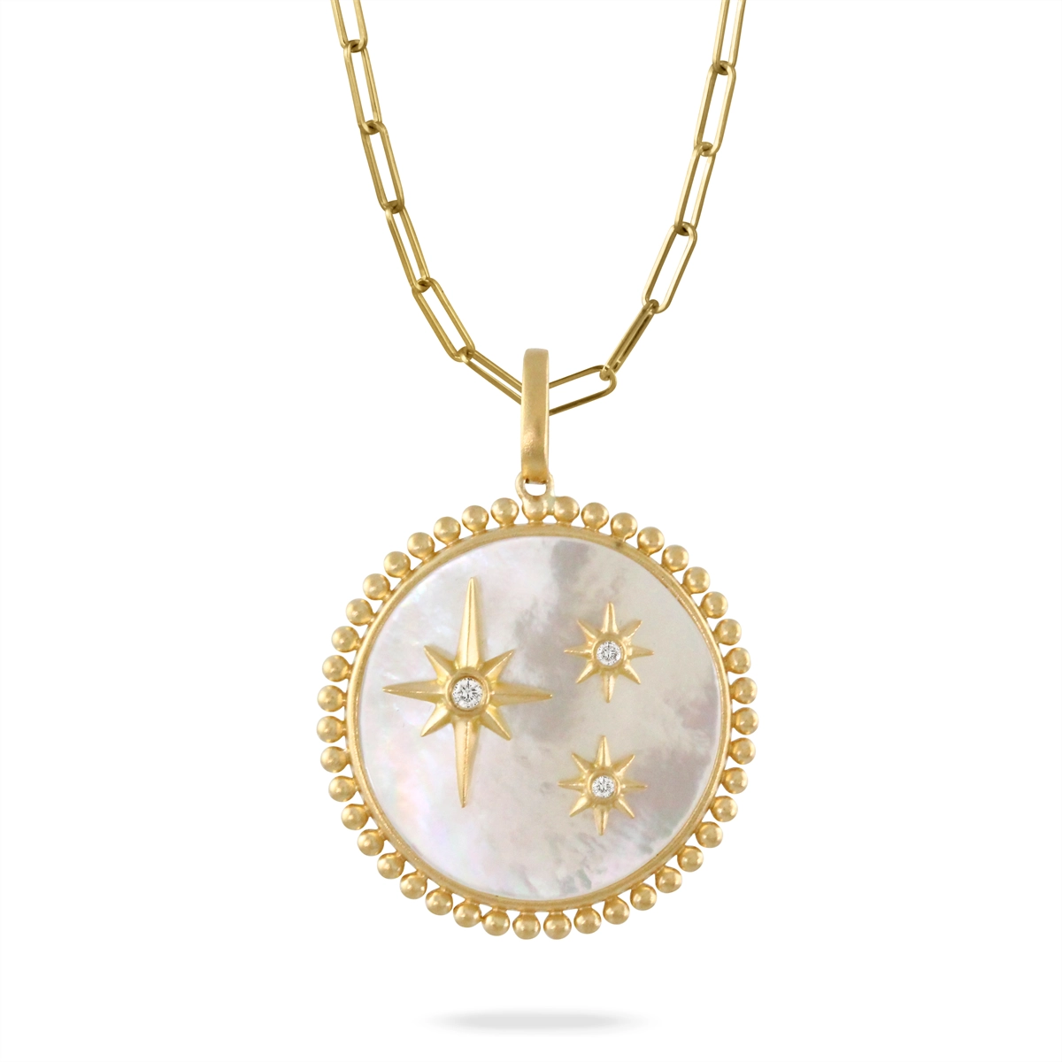 Doves Pendants in Yellow Gold containing Mother of pearl, Multi-gemstone, Diamond P10040WMP