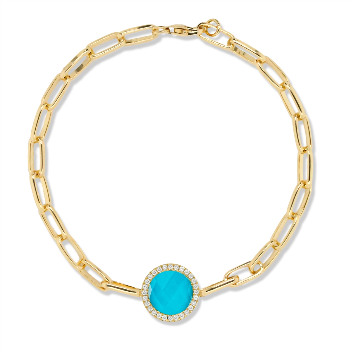 Doves Bracelets in Yellow Gold containing Quartz, Multi-gemstone, Diamond, Turquoise B7107TQ-3-Y