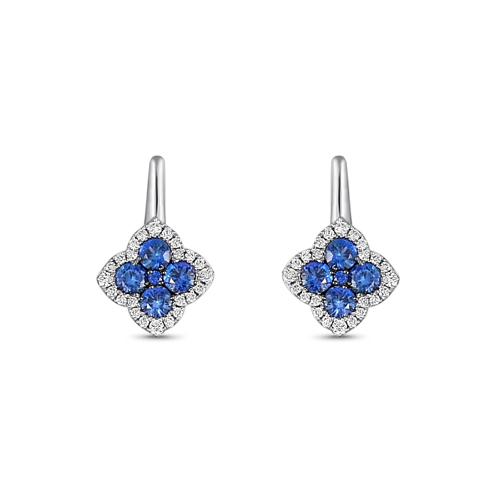 Frederic Sage Earrings in White Gold containing Multi-gemstone, Diamond, Sapphire E2529-4-SAW