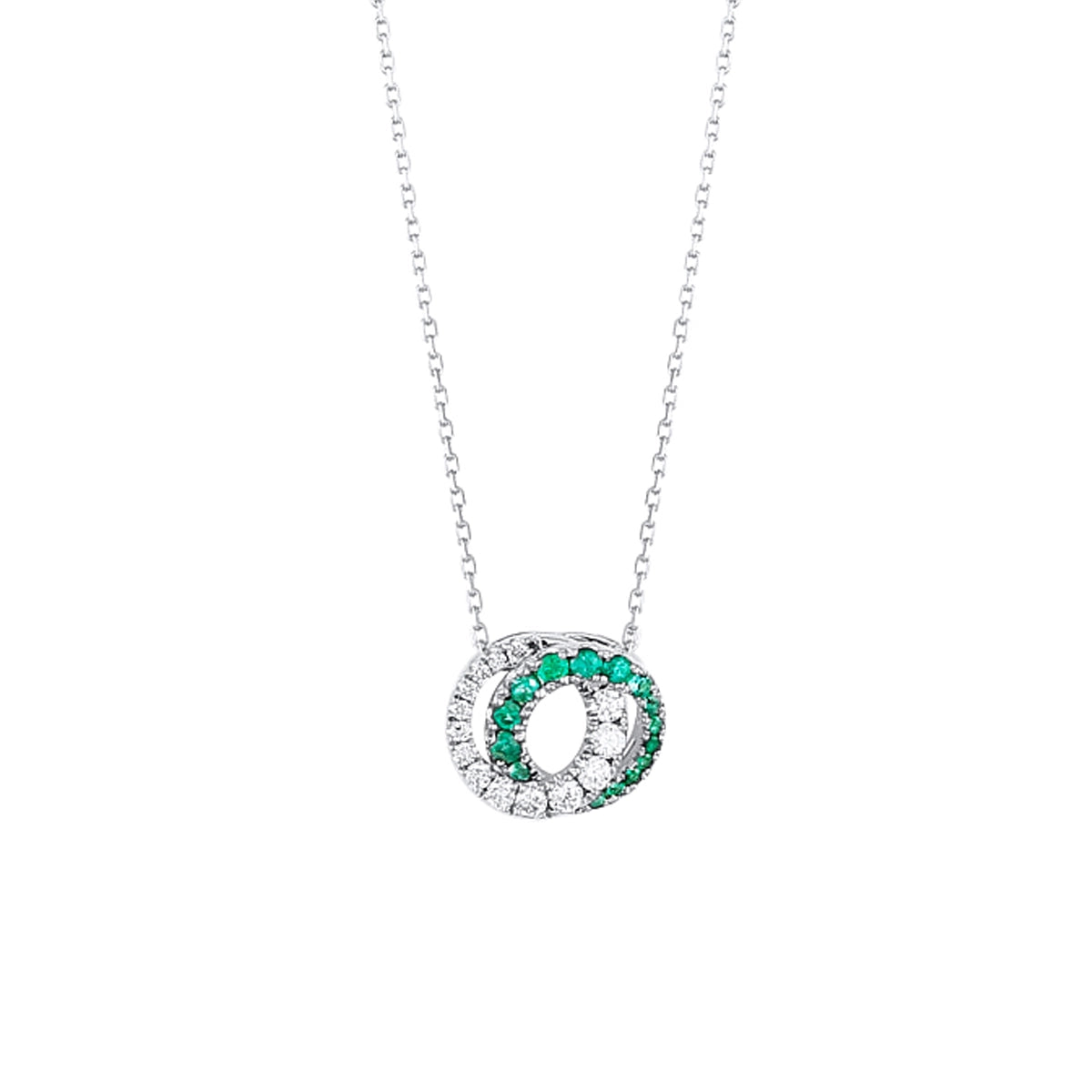 Frederic Sage Necklaces in White Gold containing Multi-gemstone, Diamond, Emerald P3302EM-4-W