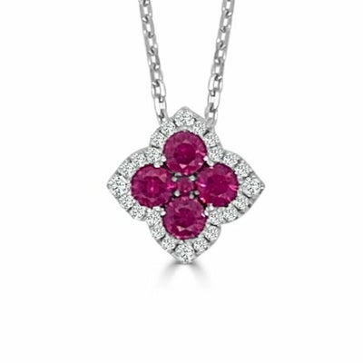 Frederic Sage Necklaces in White Gold containing Multi-gemstone, Diamond, Ruby P3539-4-RUW