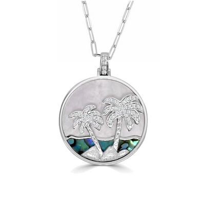 Frederic Sage Necklaces in White Gold containing Mother of pearl, Other, Multi-gemstone, Diamond P3037AW-MPC-4W
