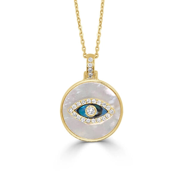 Frederic Sage Necklaces in Yellow Gold containing Mother of pearl, Other, Multi-gemstone, Diamond P3600AW-DB-4Y