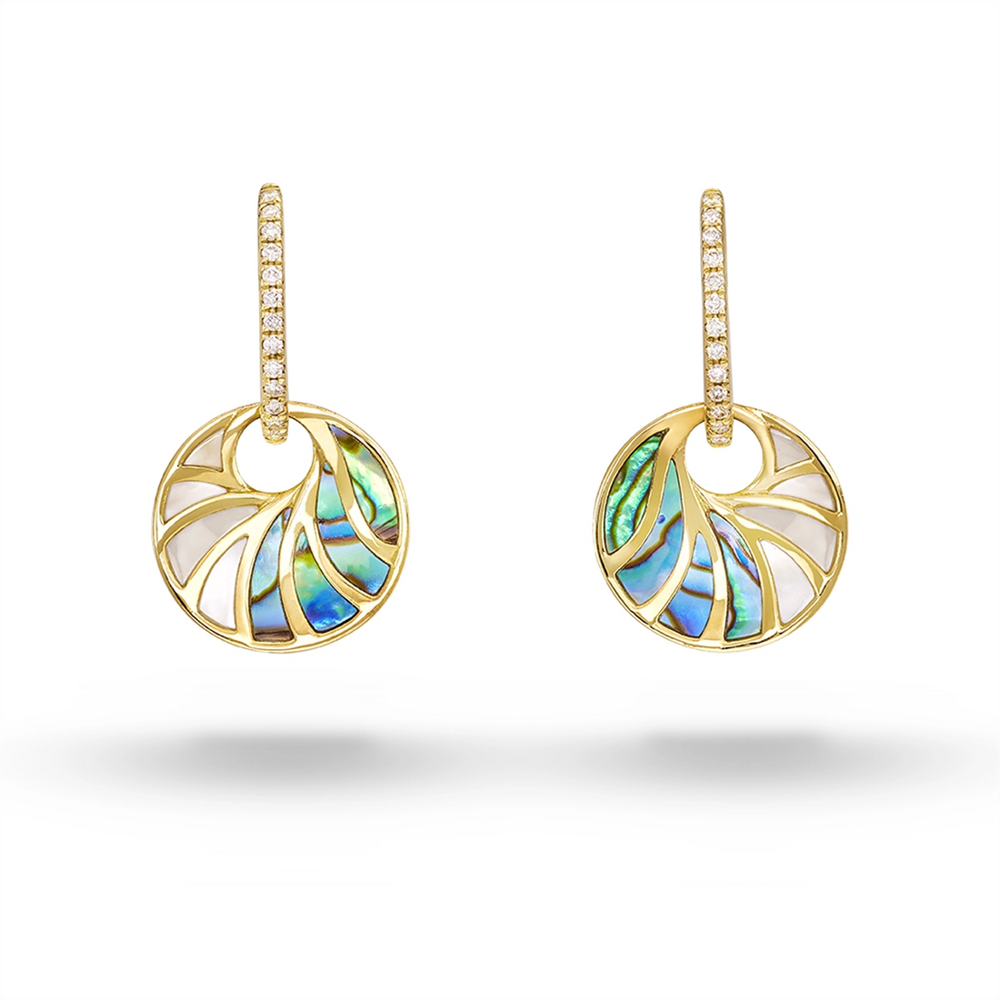 Frederic Sage Earrings in Yellow Gold containing Mother of pearl, Other, Multi-gemstone, Diamond E2568AW-4-YAWM