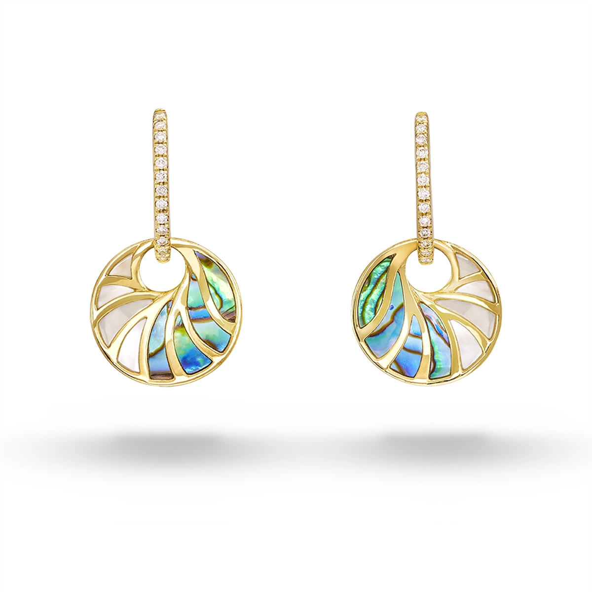 Frederic Sage Earrings in Yellow Gold containing Mother of pearl, Other, Multi-gemstone, Diamond E2568AW-4-YAWM