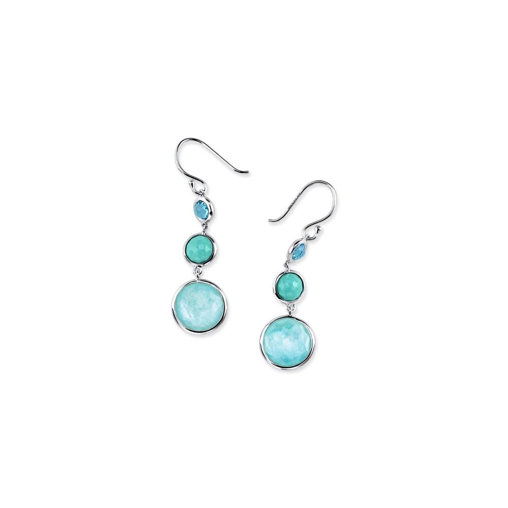 Ippolita Earrings in Silver containing Blue topaz , Mother of pearl, Quartz, Other, Multi-gemstone, Turquoise SE2107WATERFALL