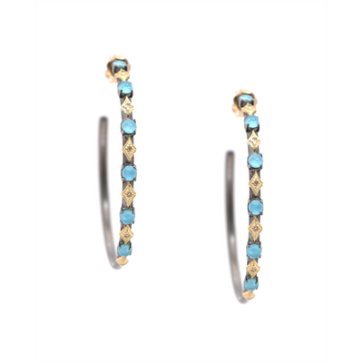 csv_image Armenta Earring in Mixed Metals containing Quartz, Multi-gemstone, Diamond, Turquoise 18808