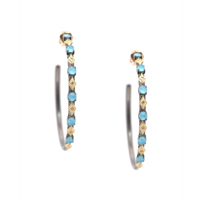 Armenta Earrings in Mixed Metals containing Quartz, Multi-gemstone, Diamond, Turquoise 18808