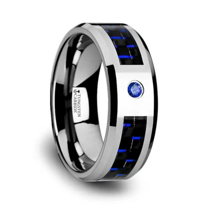 Mens Bands Wedding Rings in Alternative Metals containing Sapphire W2960-TCBD-8MM-10.5