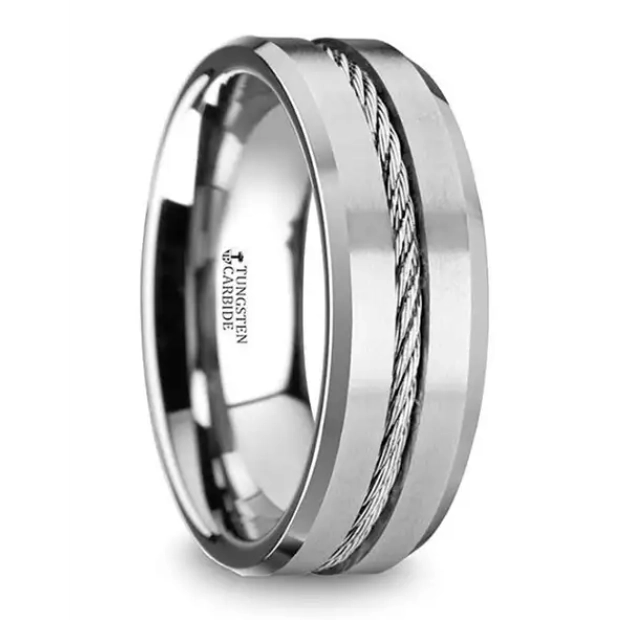 Mens Bands Wedding Rings in Alternative Metals W1403-TCSW-8MM-9.5