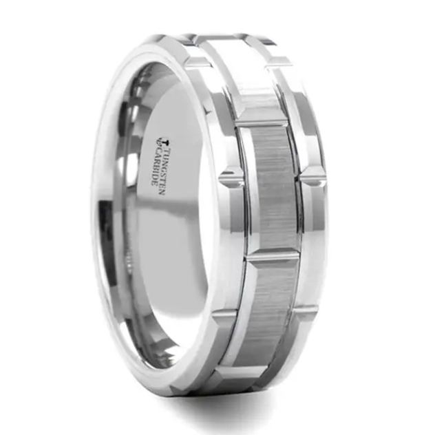 Mens Bands Wedding Rings in Alternative Metals W1266-WBST-8MM-9