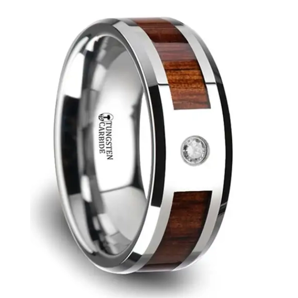 Mens Bands Wedding Rings in Alternative Metals containing Diamond W3753-TCKW-8MM-12