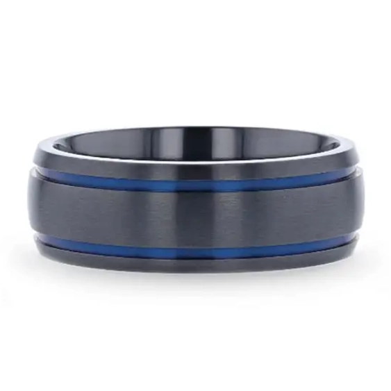Mens Bands Wedding Rings in Alternative Metals T1555-BTBG-8MM-9.5