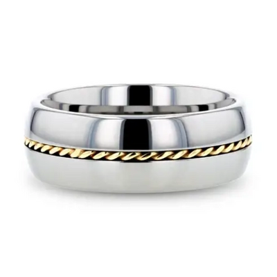 Mens Bands Wedding Rings in Alternative Metals W367-D8KB-8MM-11