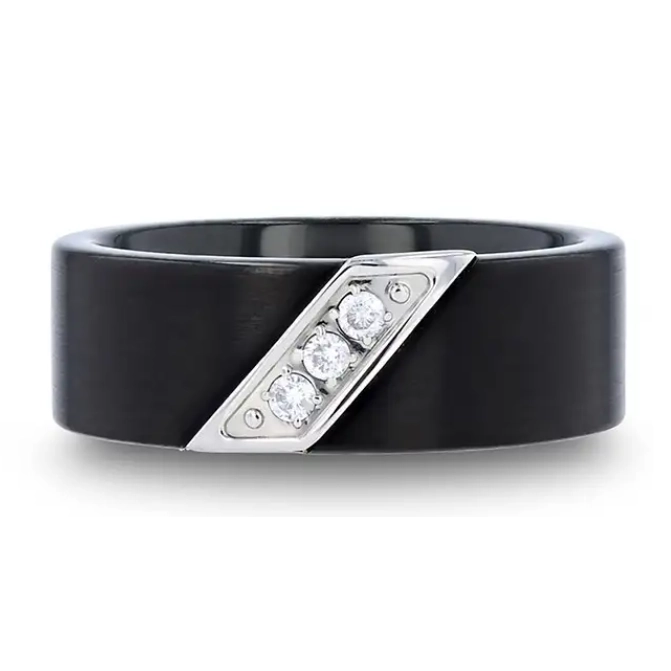 Mens Bands Wedding Rings in Alternative Metals containing Diamond W4284-BTSD-8MM-10.5