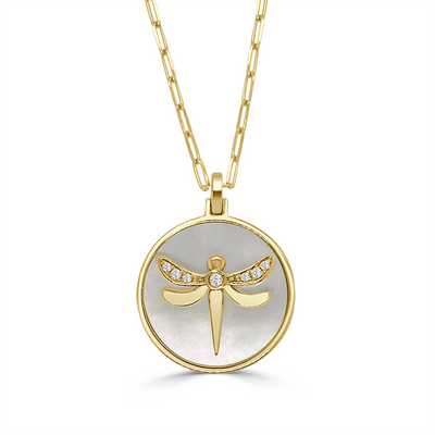 Frederic Sage Necklaces in Yellow Gold containing Mother of pearl, Multi-gemstone, Diamond P3375MPC-4-YWM