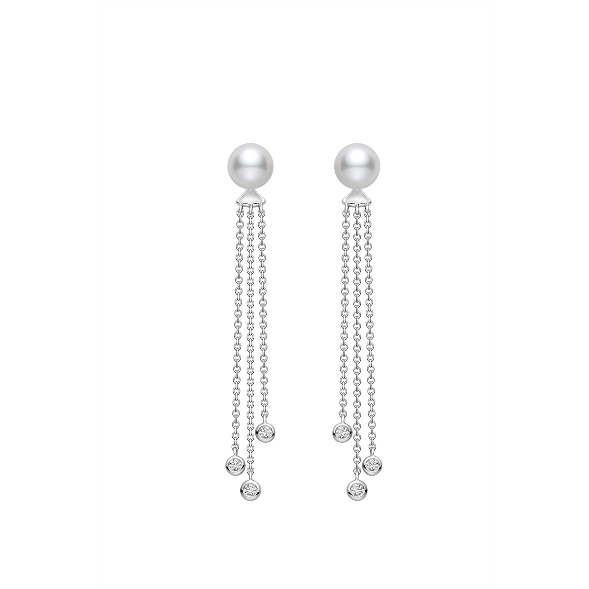 Mikimoto Earrings in White Gold containing Multi-gemstone, Diamond, Pearl MEH10025ADXW