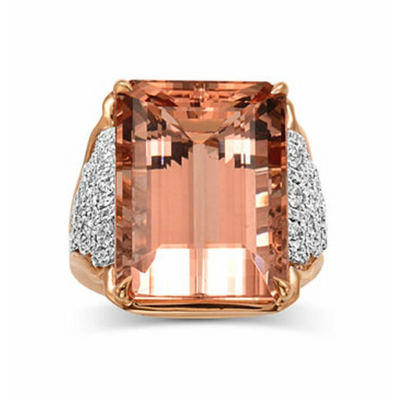 Frederic Sage Rings in Mixed Metals containing Multi-gemstone, Diamond, Morganite R7955-MRPW