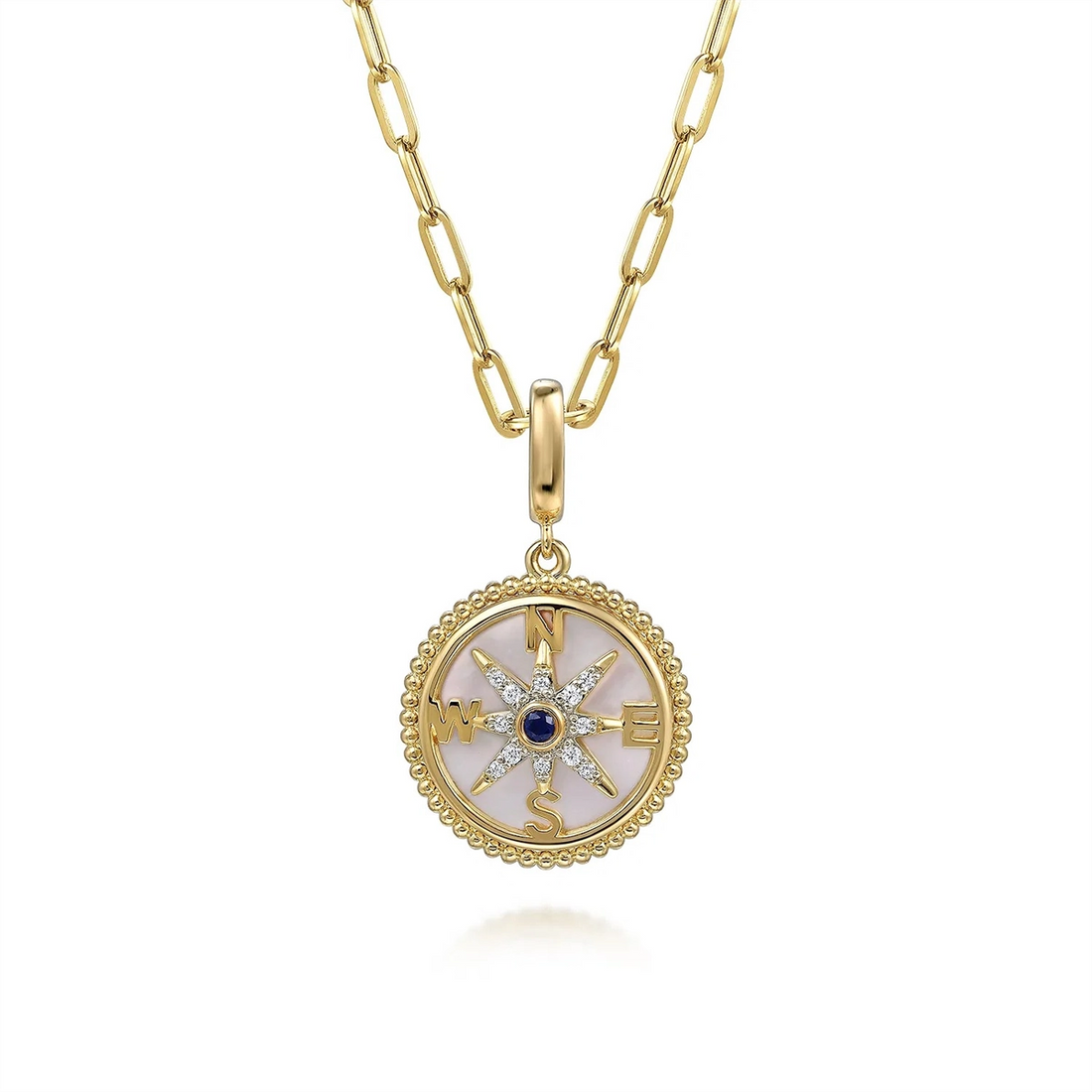 Gabriel & Co Pendants in Yellow Gold containing Mother of pearl, Multi-gemstone, Diamond, Sapphire PT6598Y45MC