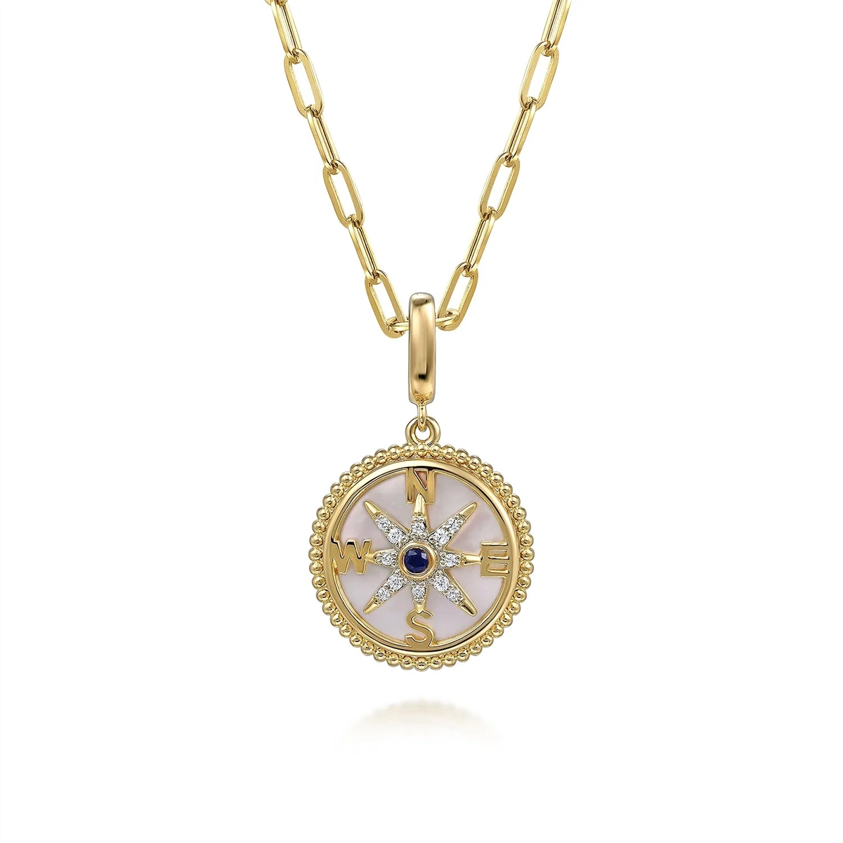 Gabriel & Co Pendants in Yellow Gold containing Mother of pearl, Multi-gemstone, Diamond, Sapphire PT6598Y45MC