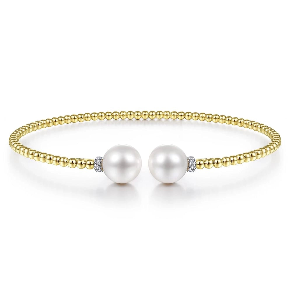 Gabriel & Co Bracelets in Yellow Gold containing Multi-gemstone, Diamond, Pearl BG4247-62Y45PL