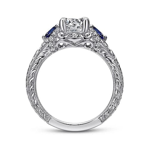Gabriel & Co Engagement Rings in White Gold containing Multi-gemstone, Diamond, Sapphire ER12582R4W44SA.0216