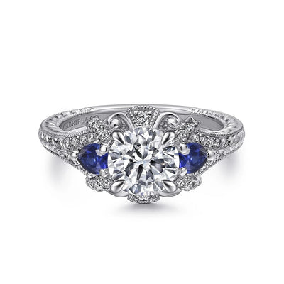 csv_image Gabriel & Co Engagement Ring in White Gold containing Multi-gemstone, Diamond, Sapphire ER12582R4W44SA.0216