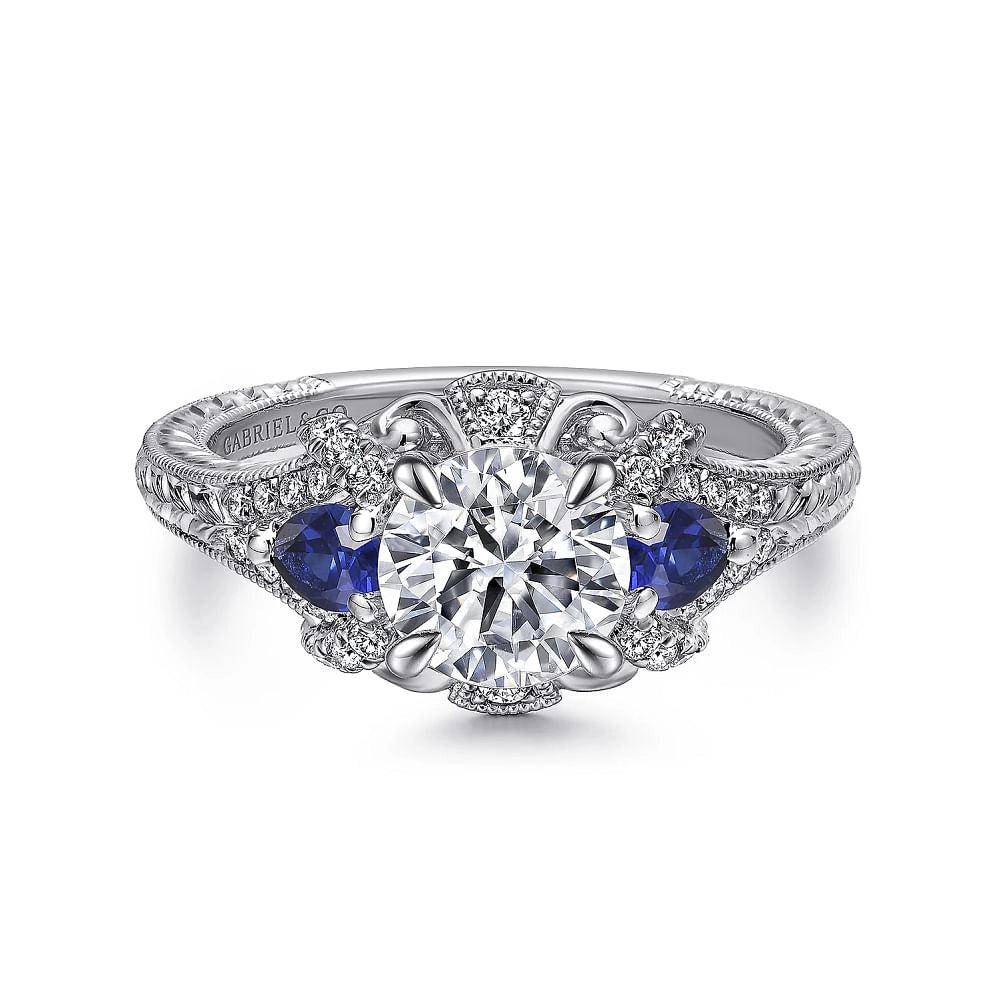 Gabriel & Co Engagement Rings in White Gold containing Multi-gemstone, Diamond, Sapphire ER12582R4W44SA.0216