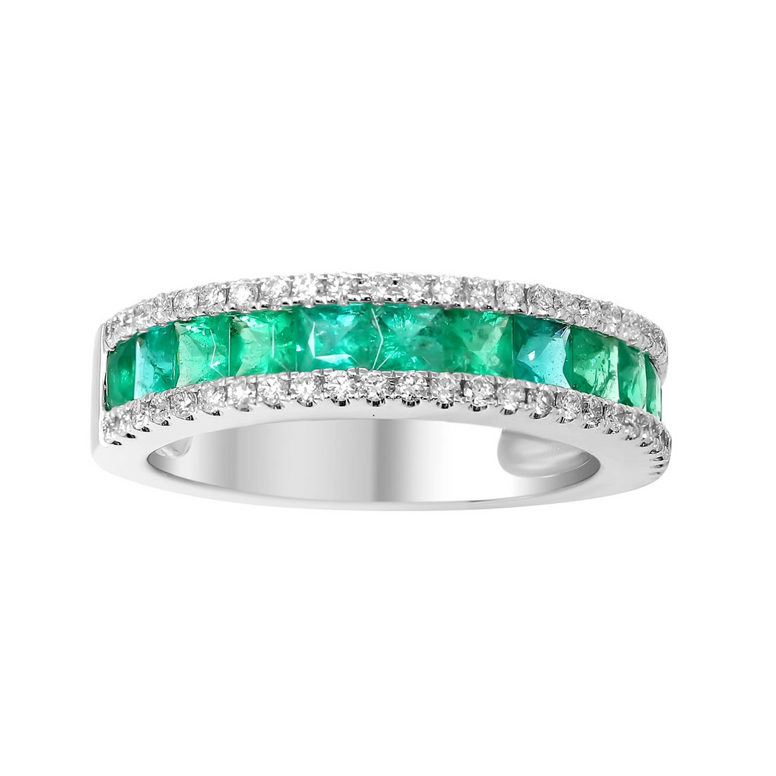 Rings Wedding Rings in White Gold containing Multi-gemstone, Diamond, Emerald 432311