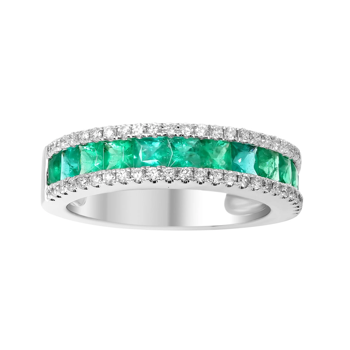 Rings Wedding Rings in White Gold containing Multi-gemstone, Diamond, Emerald 432311