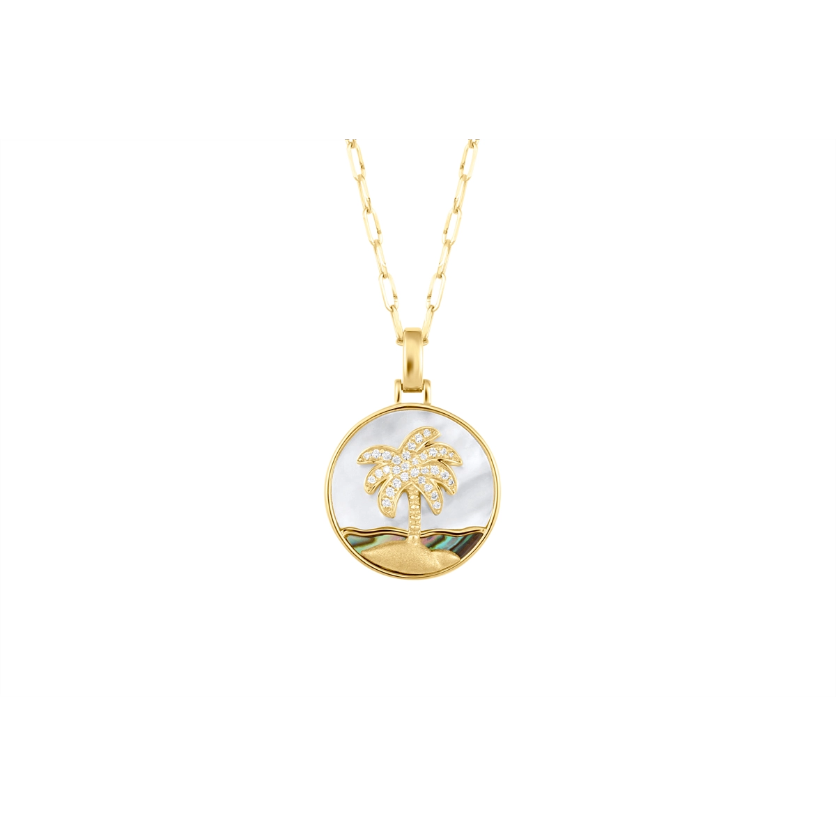 Frederic Sage Necklaces in Yellow Gold containing Mother of pearl, Other, Multi-gemstone, Diamond P3137AW-MPC-4Y