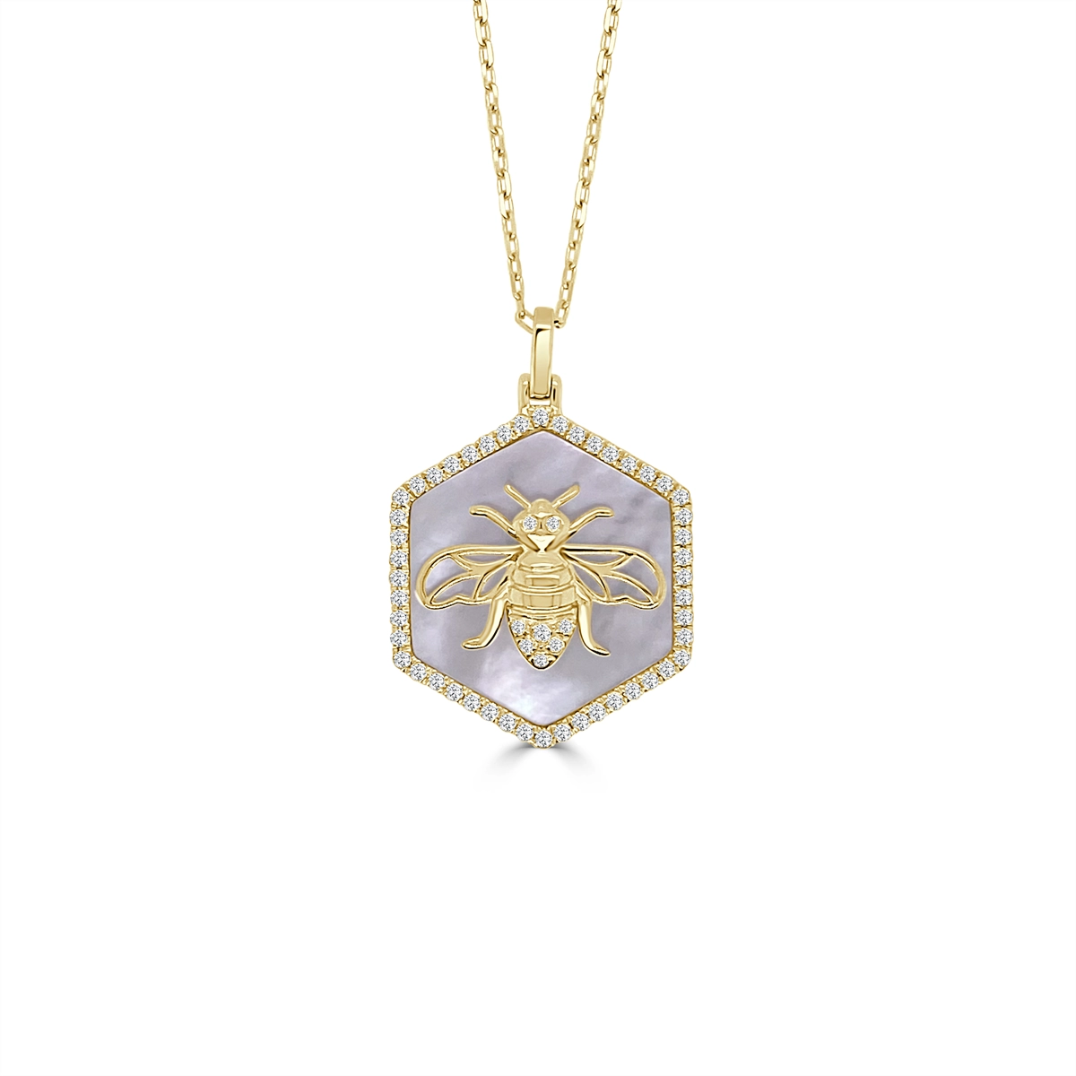 Frederic Sage Necklaces in Yellow Gold containing Mother of pearl, Multi-gemstone, Diamond P3909W-P4-MY