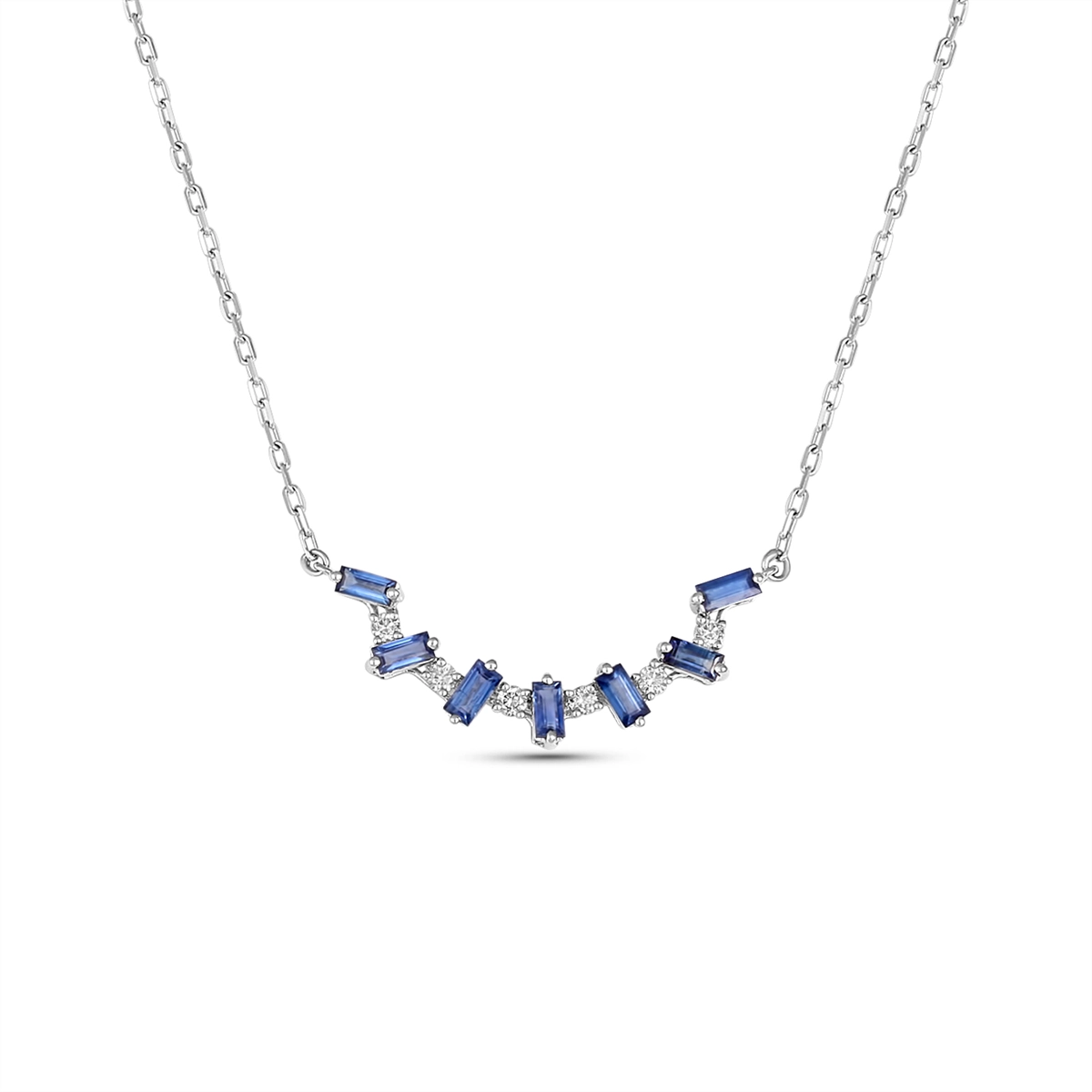 Frederic Sage Necklaces in White Gold containing Multi-gemstone, Diamond, Sapphire P3259SA-4-W