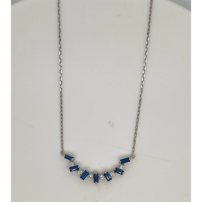 Frederic Sage Necklaces in White Gold containing Multi-gemstone, Diamond, Sapphire P3259SA-4-W
