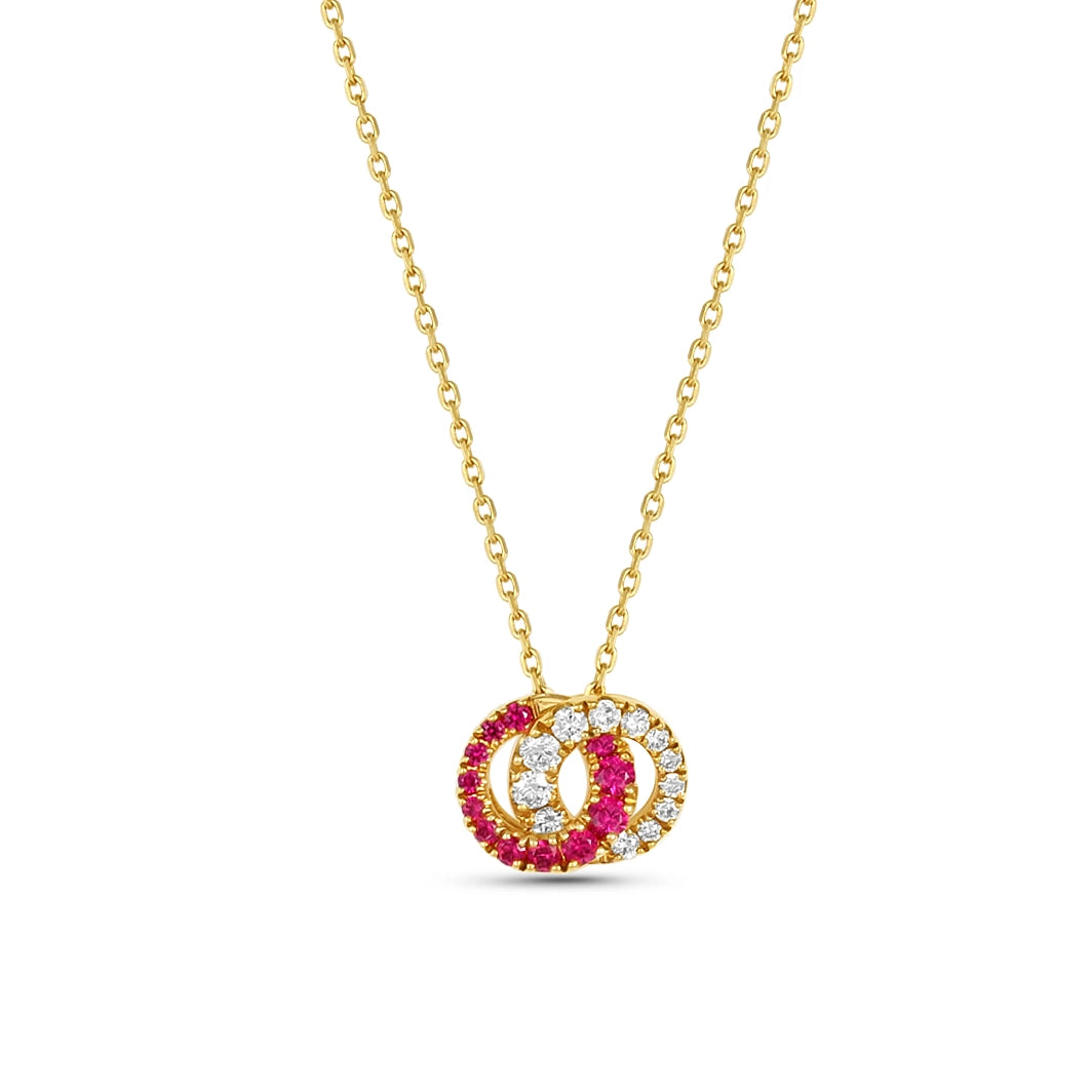 Frederic Sage Necklaces in Yellow Gold containing Multi-gemstone, Diamond, Ruby P3301RU-4-Y