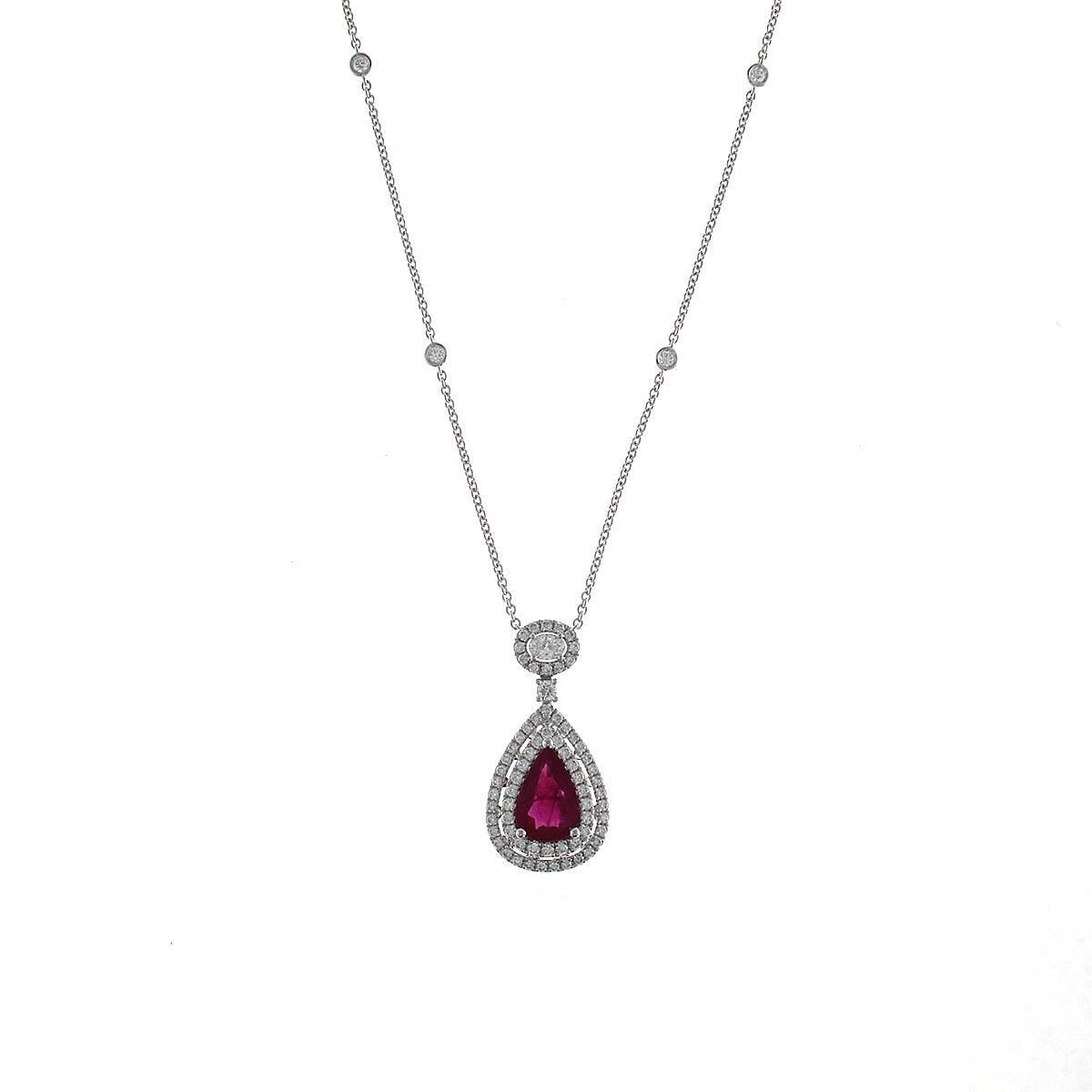 Necklaces Necklaces in White Gold containing Multi-gemstone, Diamond, Ruby 433862