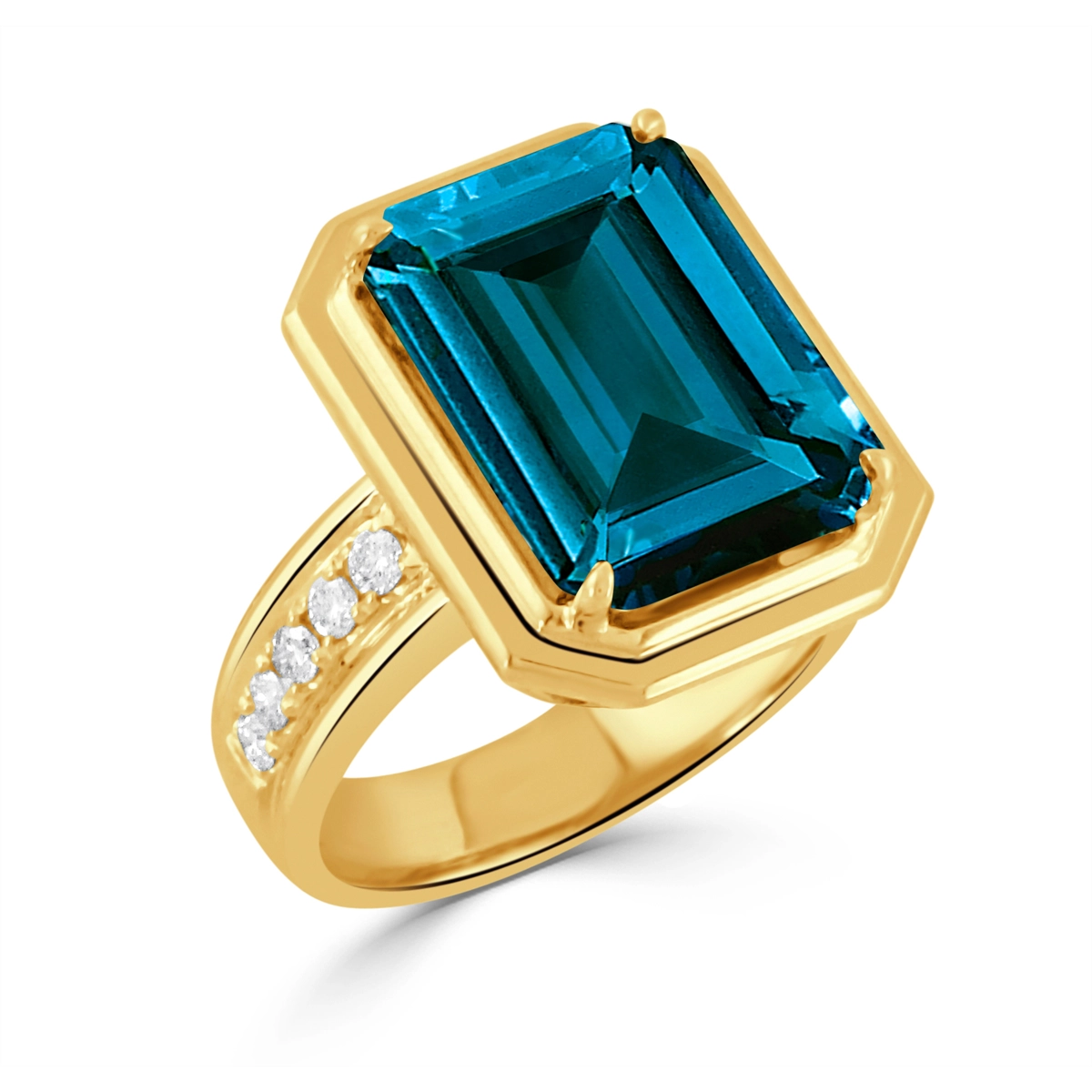 Doves Rings in Yellow Gold containing London blue topaz, Multi-gemstone, Diamond R10894LBT-Y