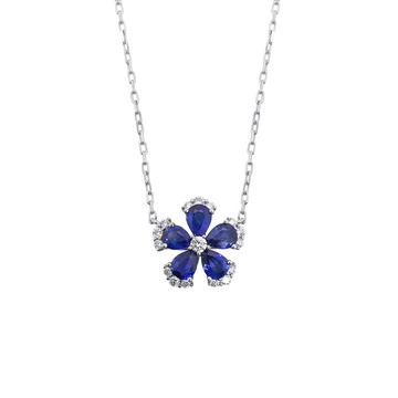 Frederic Sage Necklaces in White Gold containing Multi-gemstone, Diamond, Sapphire P3969SA-4-W