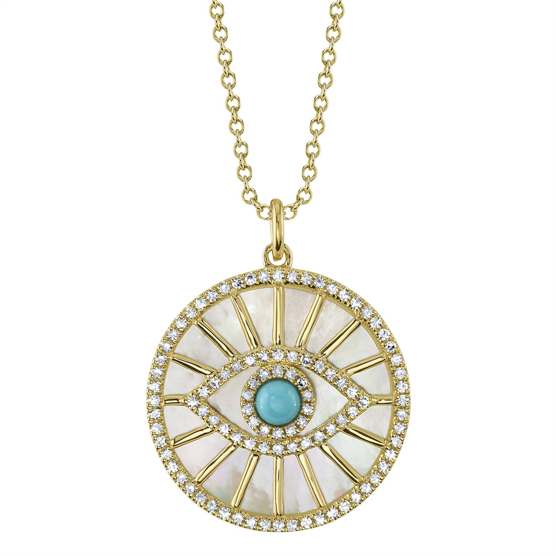 Necklaces Necklaces in Yellow Gold containing Mother of pearl, Multi-gemstone, Diamond, Turquoise 434439