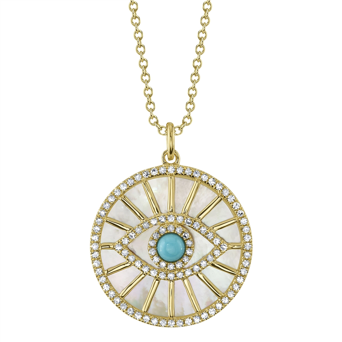 Necklaces Necklaces in Yellow Gold containing Mother of pearl, Multi-gemstone, Diamond, Turquoise 434439