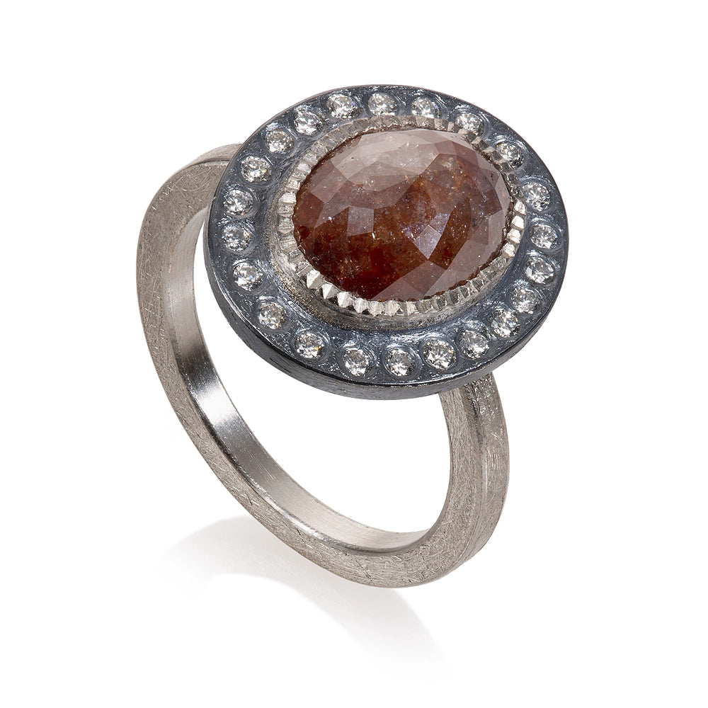 Todd Reed Rings in Platinum/Palladium containing Multi-gemstone, Diamond TRDR716-PD-OV-3