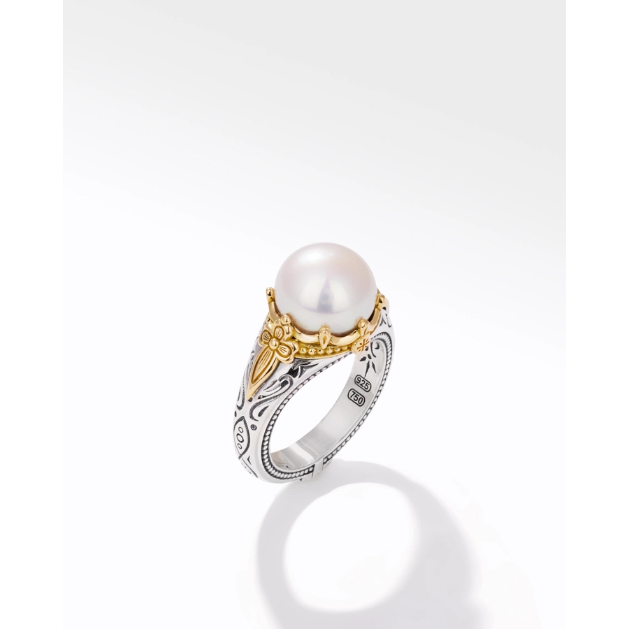 Konstantino Rings in Mixed Metals containing Pearl DMK2163-122-S7