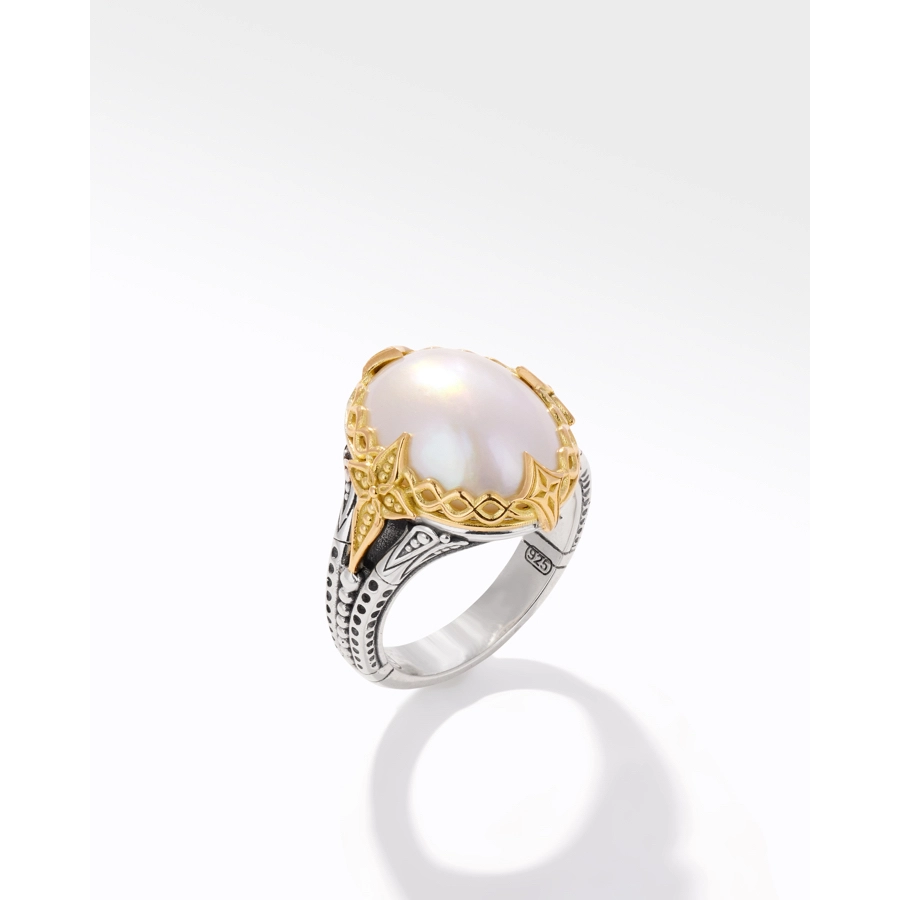 Konstantino Rings in Mixed Metals containing Pearl DMK2167-122-S7