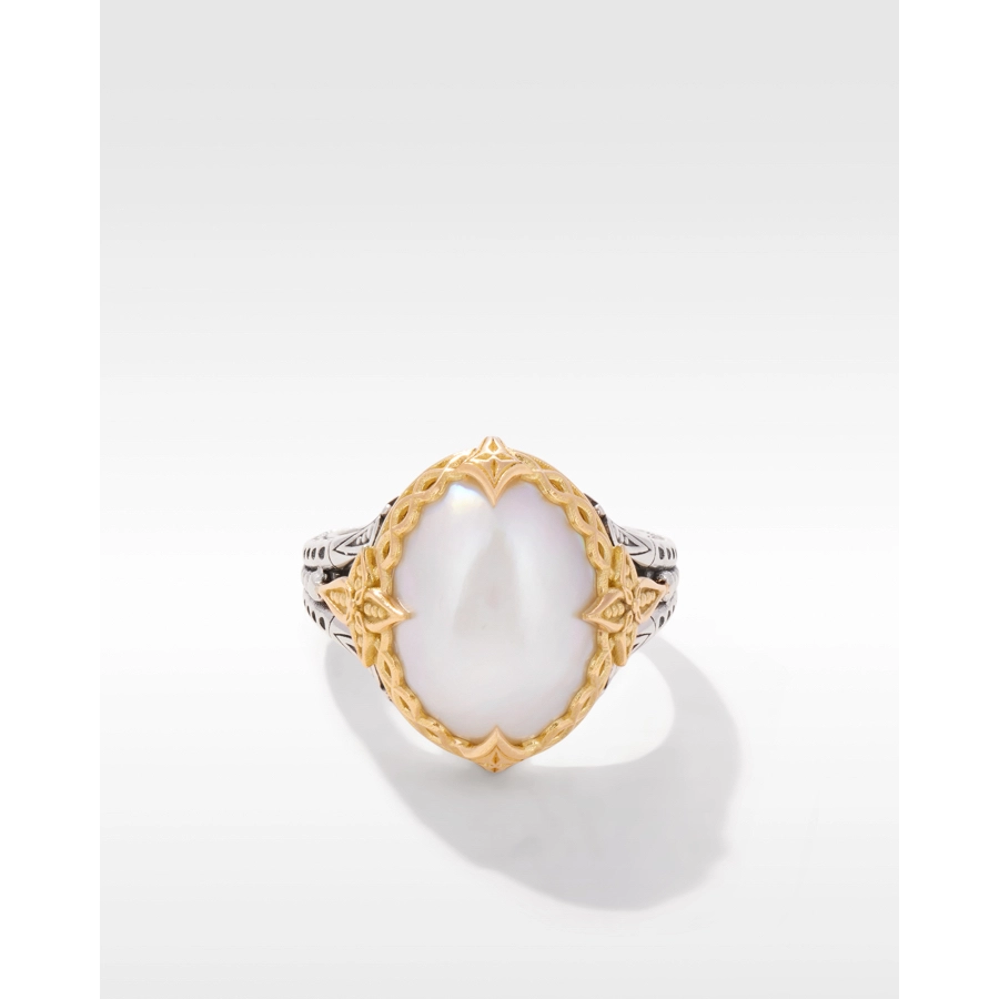 Konstantino Rings in Mixed Metals containing Pearl DMK2167-122-S7