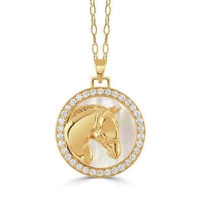 csv_image Doves Pendant in Yellow Gold containing Mother of pearl, Multi-gemstone, Diamond P10755WMP
