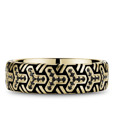 Noam Carver  Wedding Rings in Yellow Gold containing Black diamond, Other, Multi-gemstone NCM-081YBD7-M10