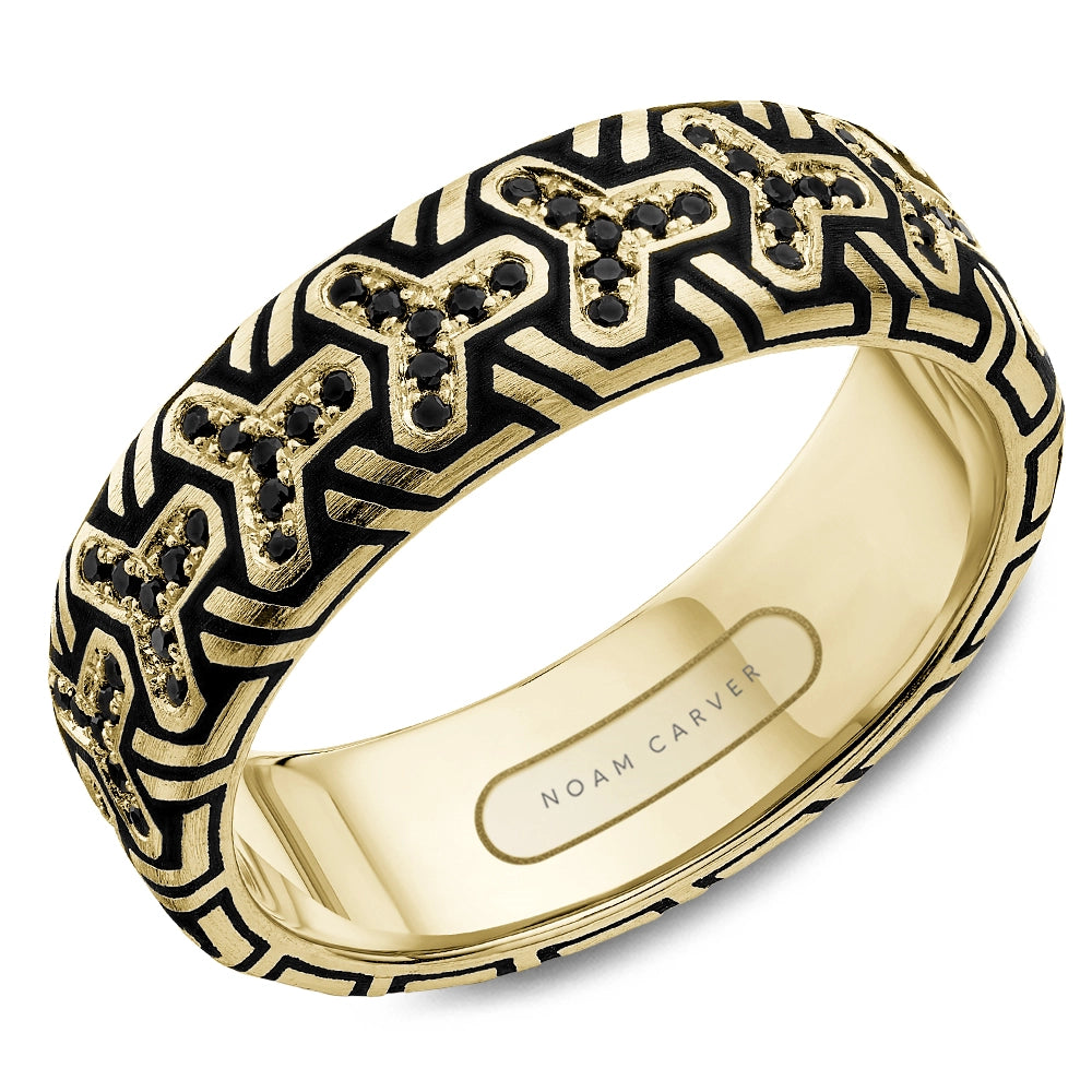 Noam Carver  Wedding Rings in Yellow Gold containing Black diamond, Other, Multi-gemstone NCM-081YBD7-M10