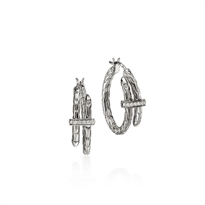 John Hardy Earrings in Silver containing Diamond EBP986742DI